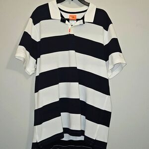 Nike XL Black & White Striped Polo Style Shirt - Like New